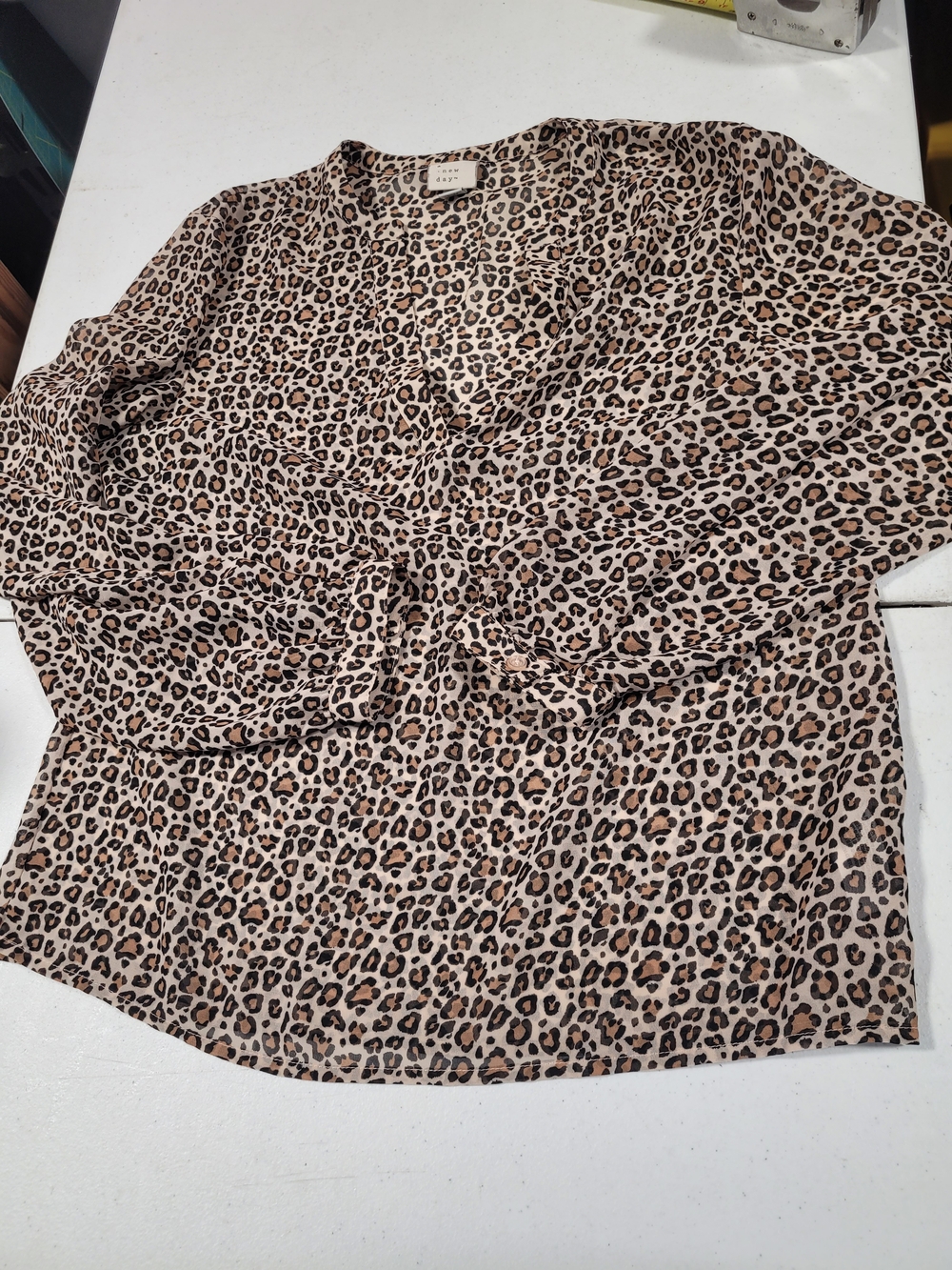 a new day Leopard Print V-Neck Blouse in Taupe and Black